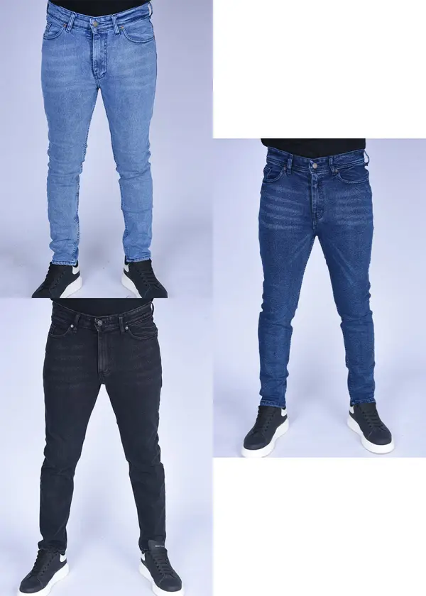 Pack 3 jeans Slim Fit extensible Ref-pck66520 ( Noir + Bleu clair + Bleu delavé )